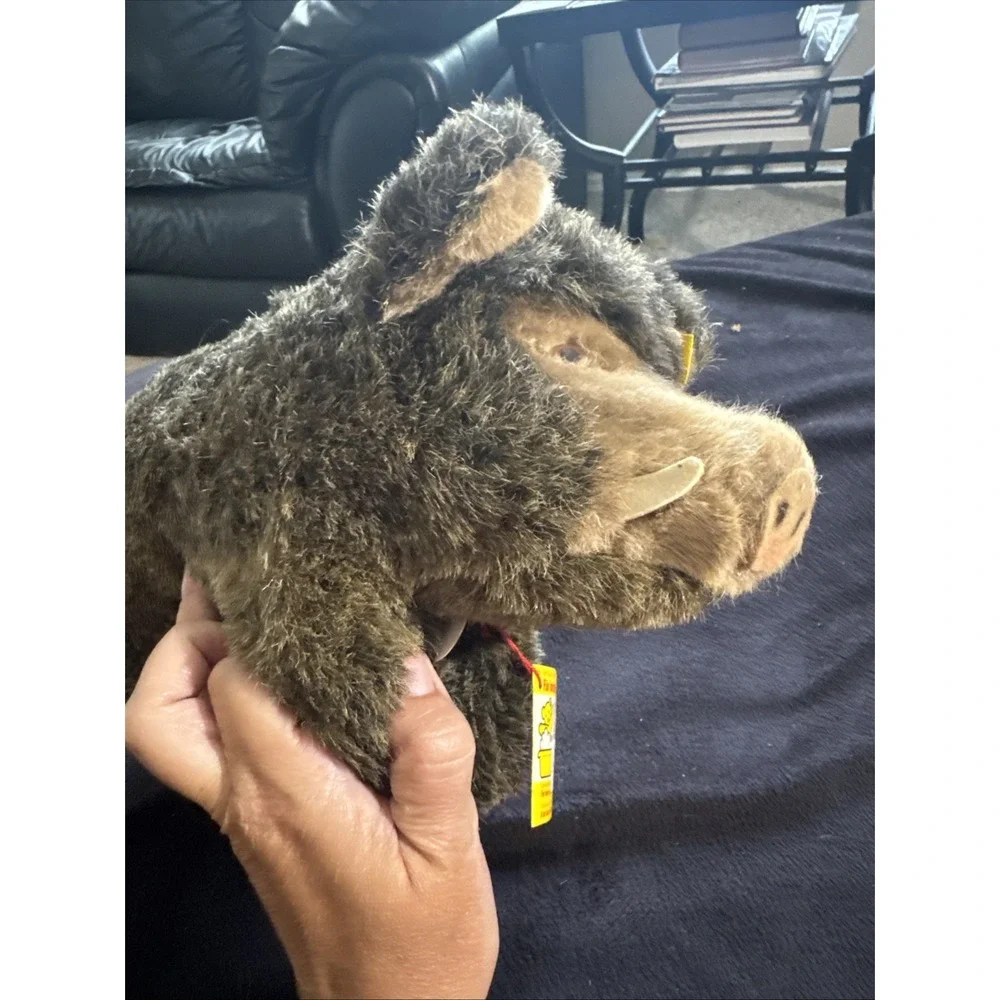 Steiff Wutzi Wild Boar Plush Knopf Im Ohr 2675/20 Germany Brown Eyes Tusks - Picture 7 of 12